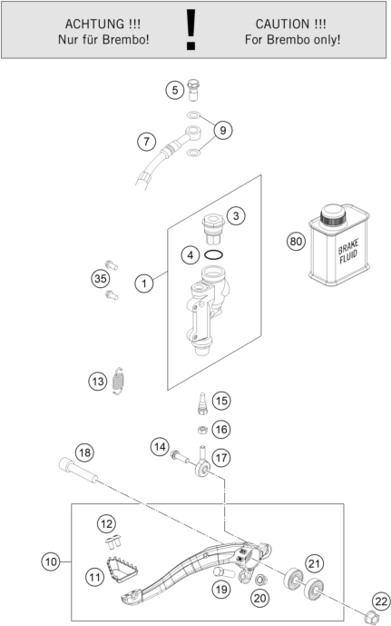 Explosionsgrafik BETÄTIGUNG HINTERBREMSE