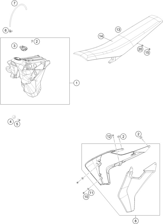 Explosionsgrafik TANK, SITZBANK