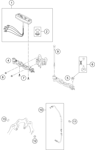 Explosionszeichnung der Baugruppe INSTRUMENTE / SCHLOSSSYSTEM, Position 9 ist markiert