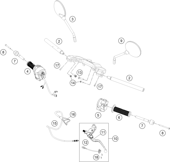Explosionszeichnung der Baugruppe LENKER, ARMATUREN, Position 12 ist markiert