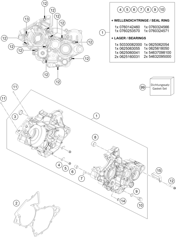 Explosionsgrafik MOTORGEHÄUSE