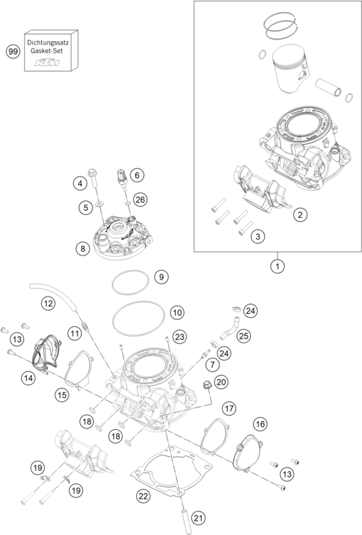 Explosionsgrafik ZYLINDER, ZYLINDERKOPF