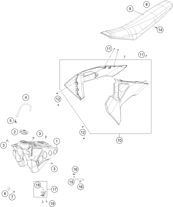 Explosionsgrafik TANK, SITZBANK