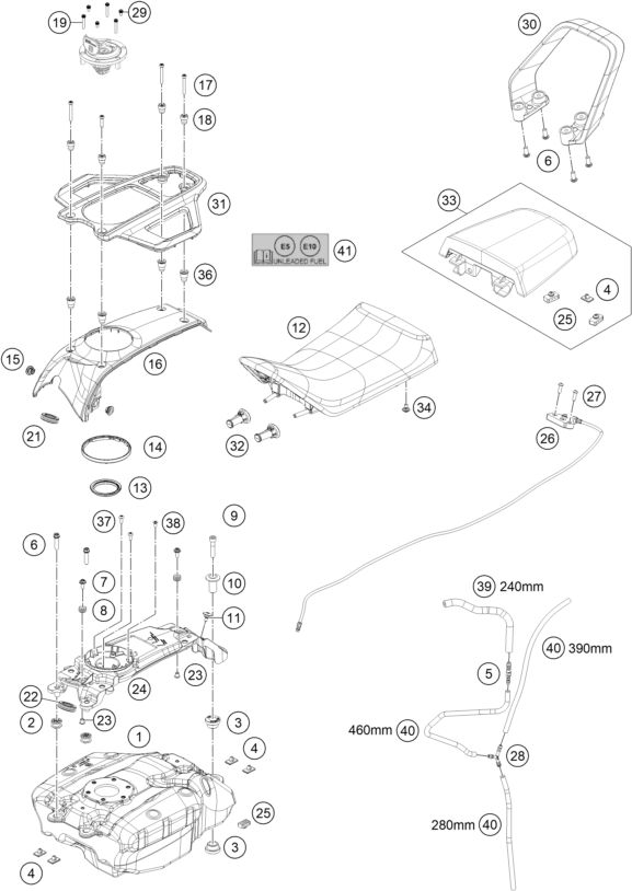 Explosionsgrafik TANK, SITZBANK