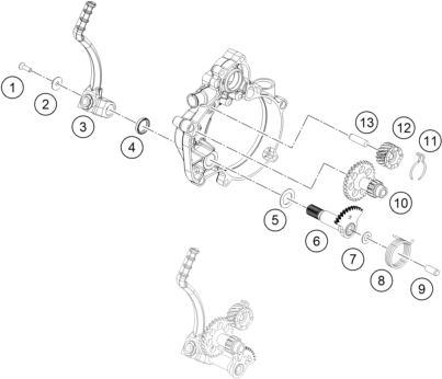Explosionszeichnung der Baugruppe KICKSTARTER, Position 3 ist markiert