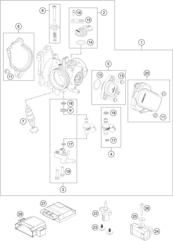 Explosionsgrafik DROSSELKLAPPEN- / DREHWALZENKÖRPER