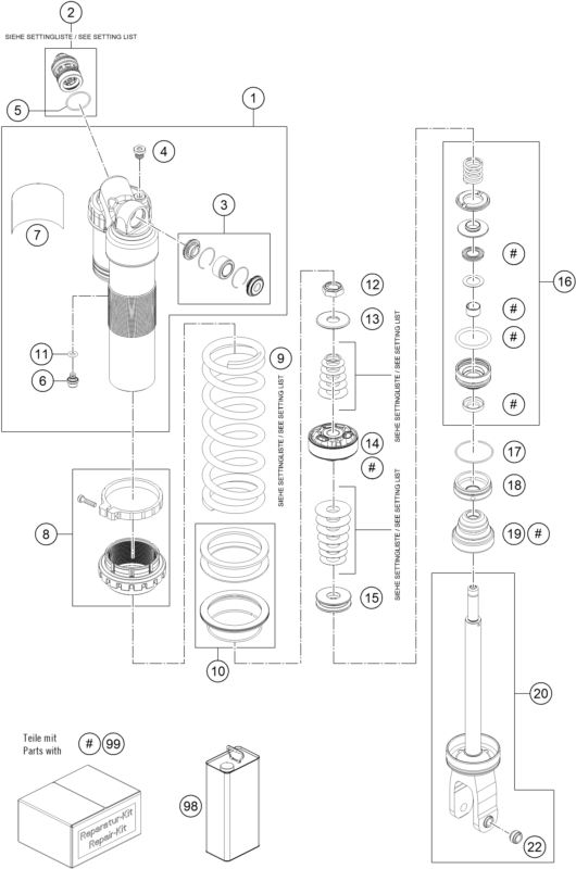 Explosionsgrafik FEDERBEIN ZERLEGT
