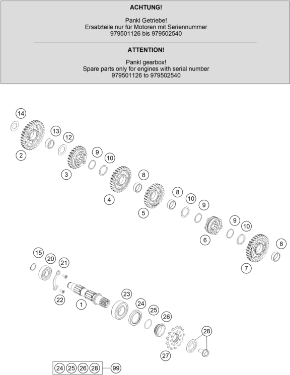 Explosionsgrafik GETRIEBE II - ABTRIEBSWELLE