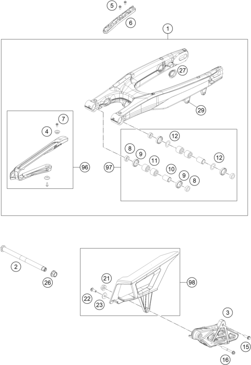 Explosionsgrafik SCHWINGARM