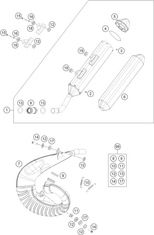 Explosionsgrafik AUSPUFFANLAGE