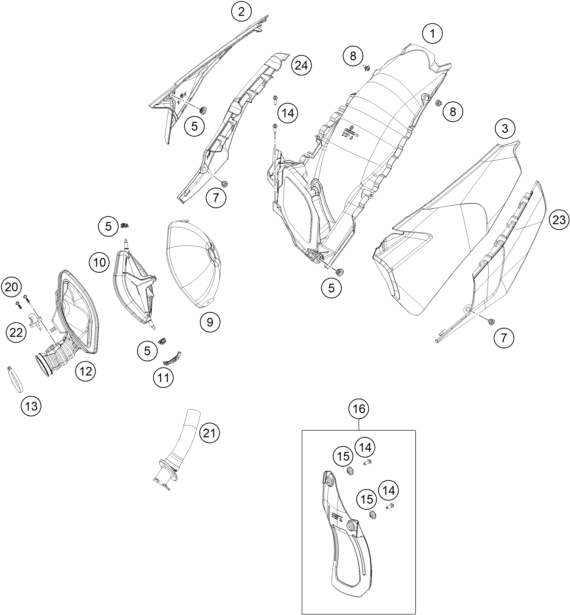 Explosionsgrafik LUFTFILTER