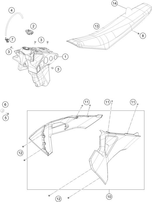 Explosionsgrafik TANK, SITZBANK