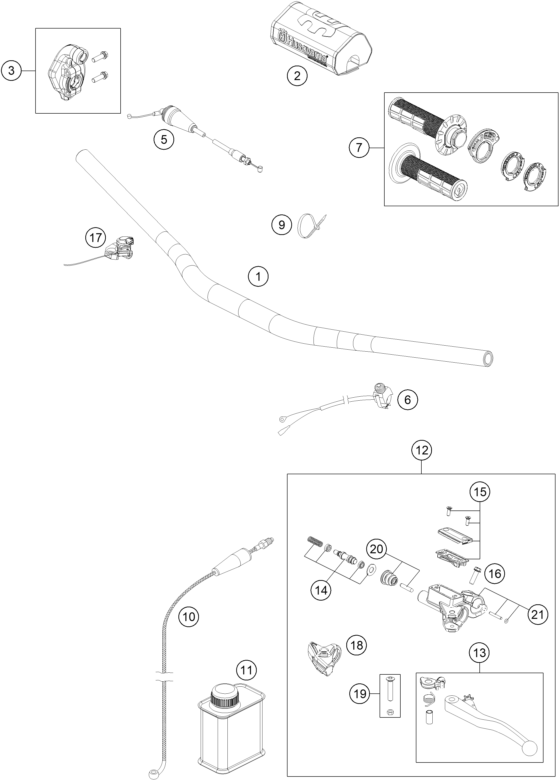 Explosionszeichnung der Baugruppe LENKER, ARMATUREN, Position 5 ist markiert