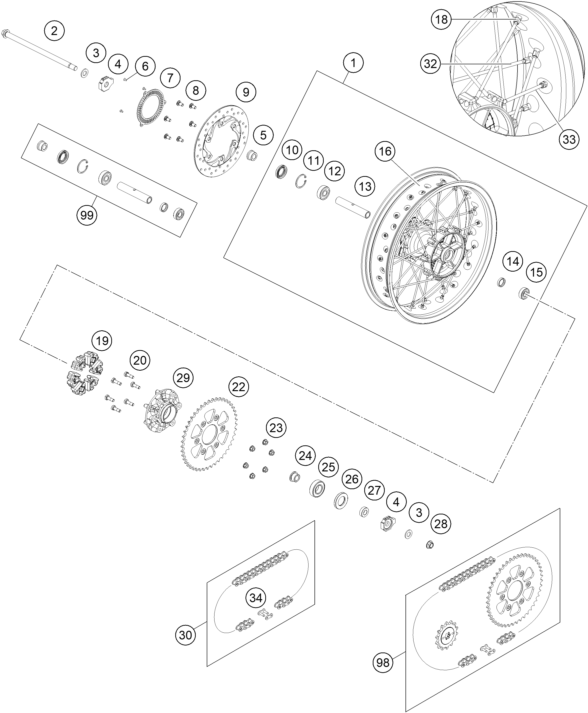 Explosionsgrafik HINTERRAD