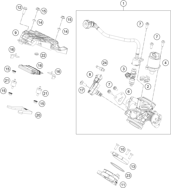 Explosionsgrafik DROSSELKLAPPEN- / DREHWALZENKÖRPER