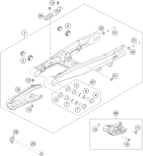Explosionsgrafik SCHWINGARM