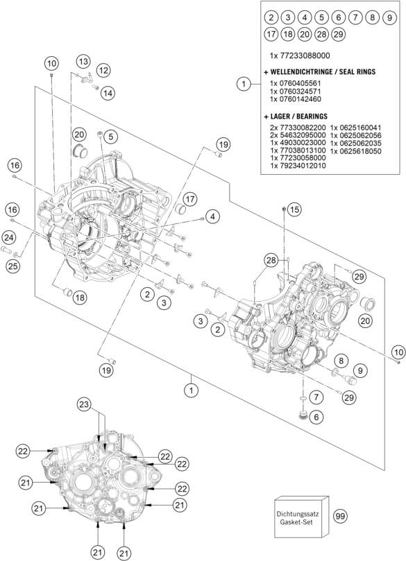 Explosionsgrafik MOTORGEHÄUSE