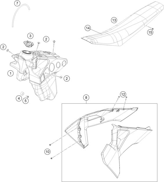 Explosionsgrafik TANK, SITZBANK