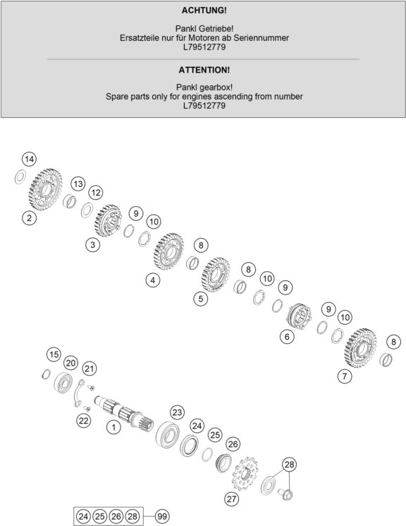 Explosionsgrafik GETRIEBE II - ABTRIEBSWELLE