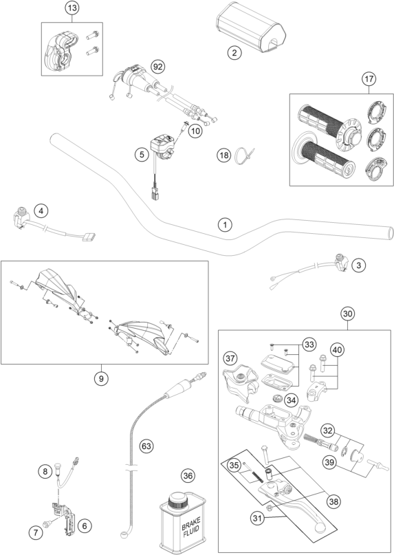 Explosionszeichnung der Baugruppe LENKER, ARMATUREN, Position 17 ist markiert
