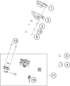 Explosionszeichnung der Baugruppe INSTRUMENTE / SCHLOSSSYSTEM, Position 5 ist markiert