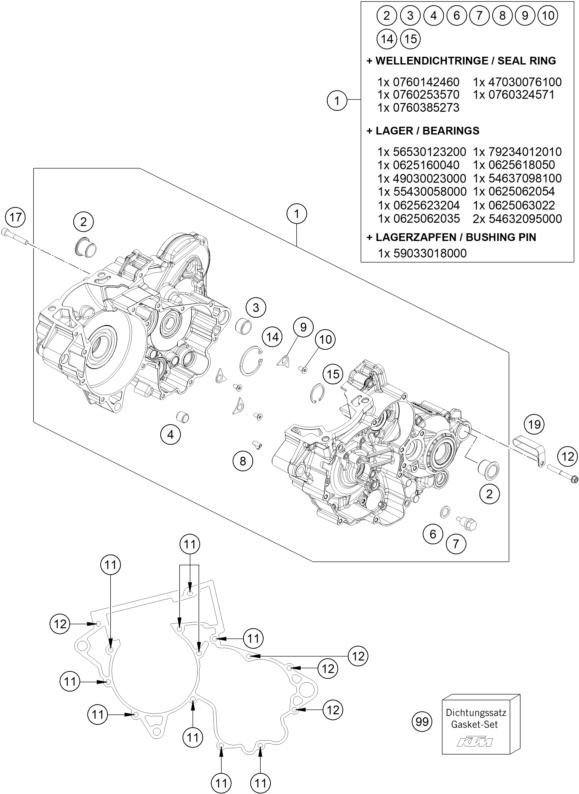 Explosionsgrafik MOTORGEHÄUSE