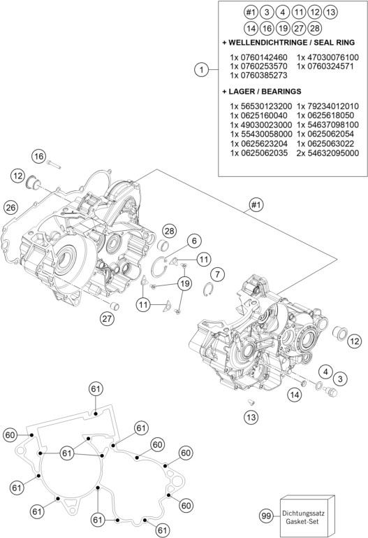 Explosionsgrafik MOTORGEHÄUSE