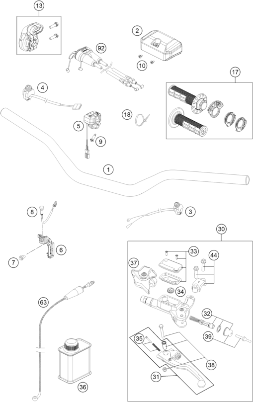 Explosionszeichnung der Baugruppe LENKER, ARMATUREN, Position 2 ist markiert