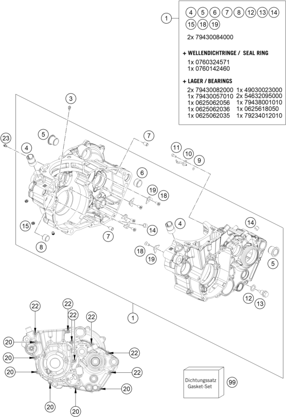 Explosionsgrafik MOTORGEHÄUSE