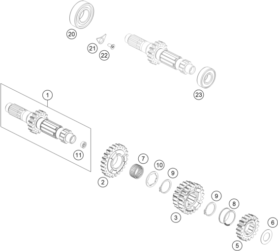 Explosionsgrafik GETRIEBE I - ANTRIEBSWELLE