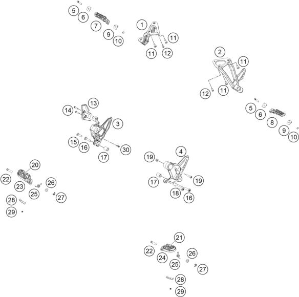 Explosionsgrafik FUSSRASTEN