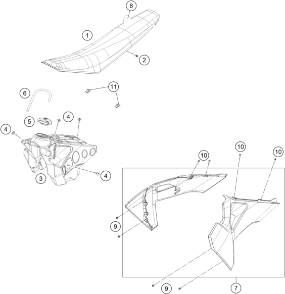 Explosionsgrafik TANK, SITZBANK