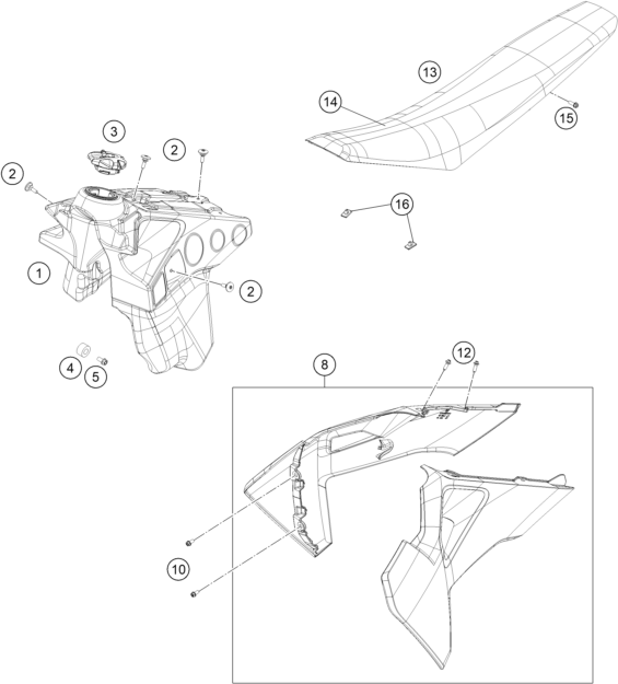 Explosionsgrafik TANK, SITZBANK