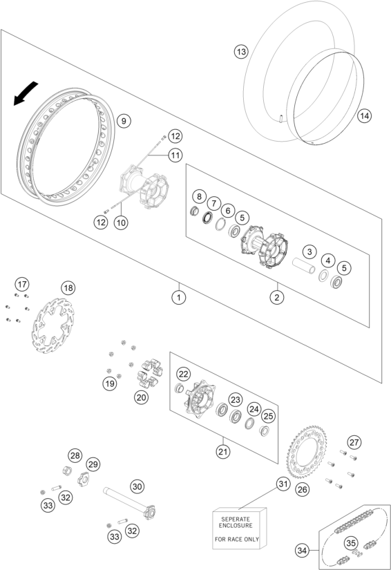 Explosionsgrafik HINTERRAD