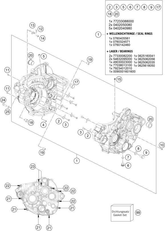 Explosionsgrafik MOTORGEHÄUSE