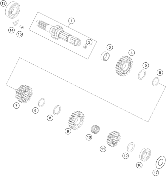 Explosionsgrafik GETRIEBE I - ANTRIEBSWELLE