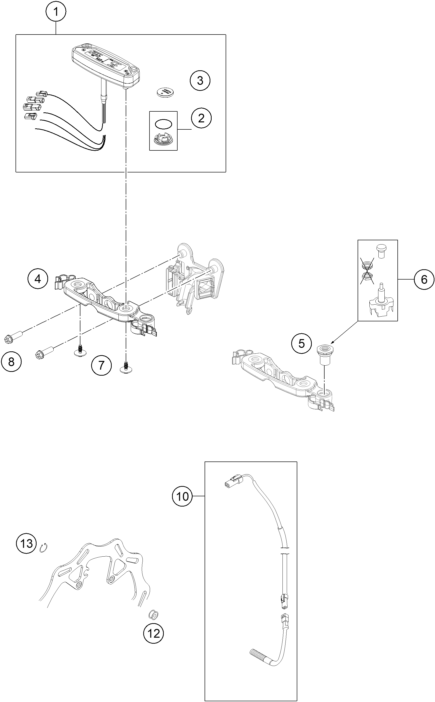 Explosionszeichnung der Baugruppe INSTRUMENTE / SCHLOSSSYSTEM, Position 5 ist markiert