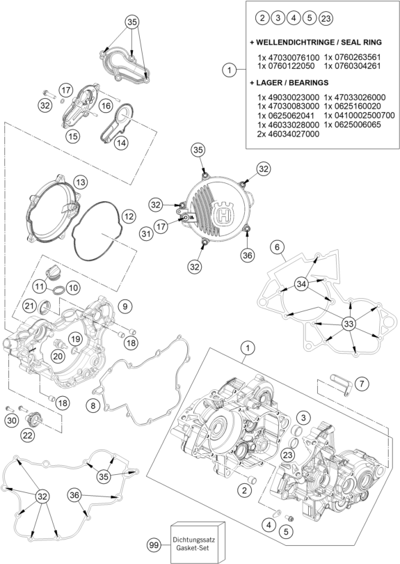 Explosionsgrafik MOTORGEHÄUSE