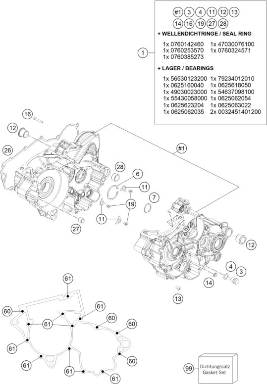 Explosionsgrafik MOTORGEHÄUSE