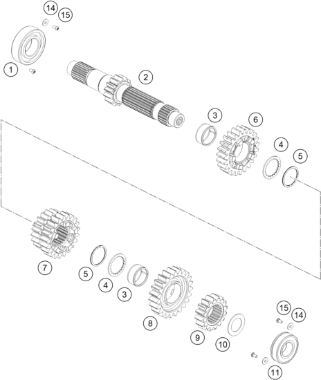 Explosionsgrafik GETRIEBE I - ANTRIEBSWELLE