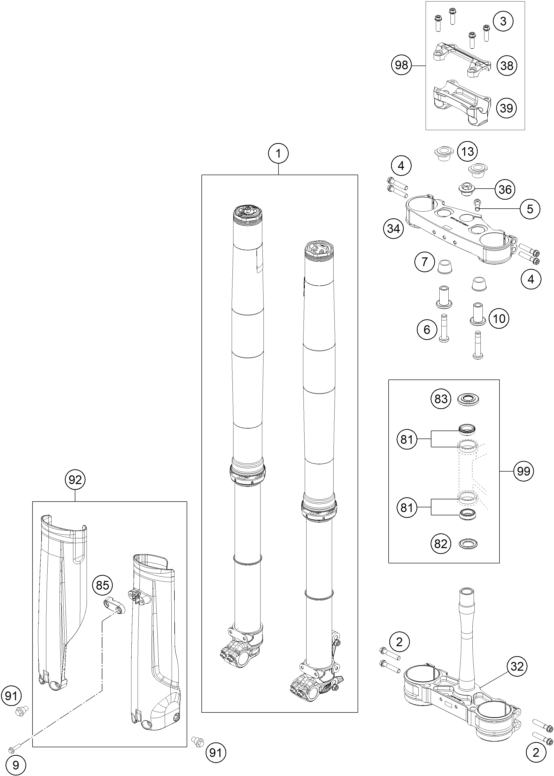 Explosionsgrafik TELEGABEL, GABELBRÜCKE
