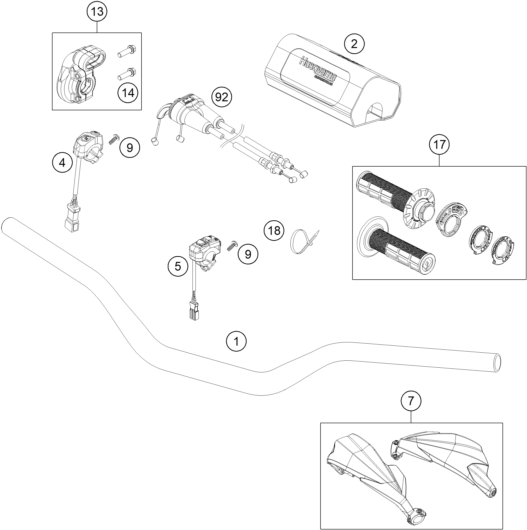 Explosionszeichnung der Baugruppe LENKER, ARMATUREN, Position 7 ist markiert
