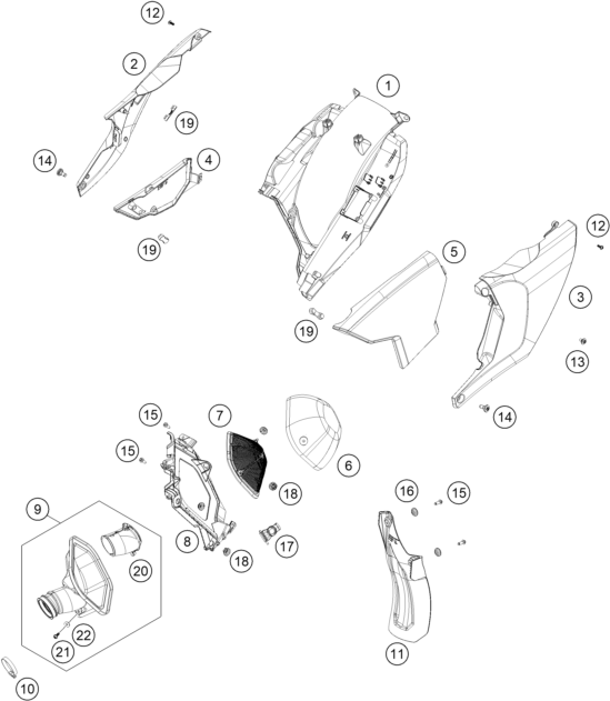 Explosionsgrafik LUFTFILTER