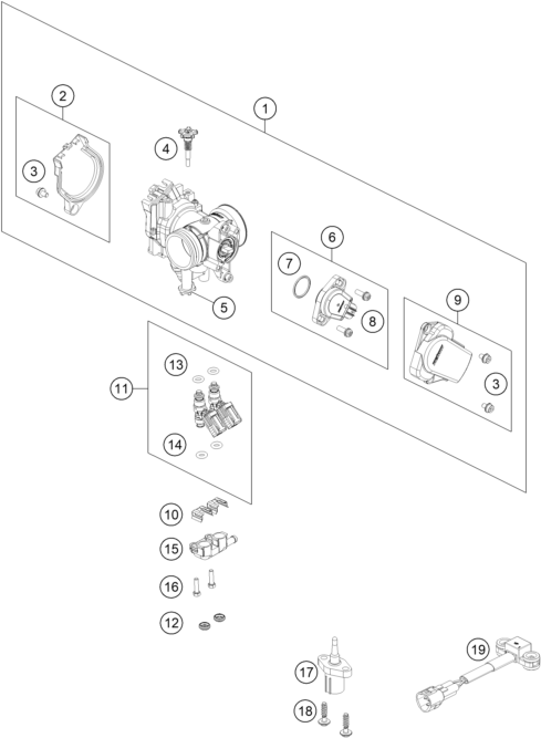 Explosionsgrafik DROSSELKLAPPEN- / DREHWALZENKÖRPER