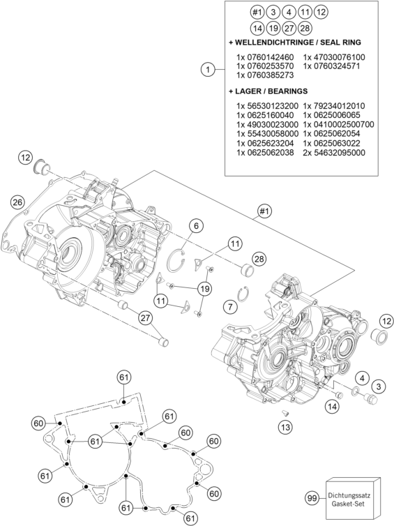 Explosionsgrafik MOTORGEHÄUSE