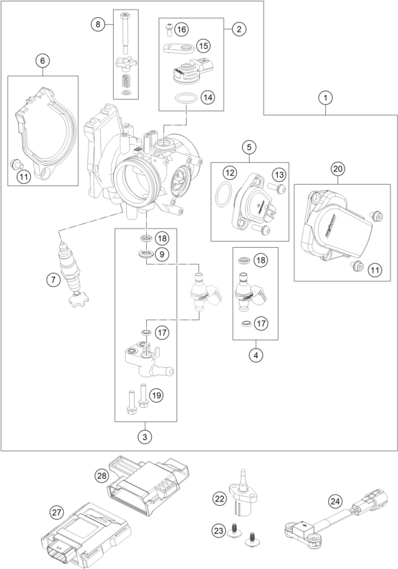 Explosionsgrafik DROSSELKLAPPEN- / DREHWALZENKÖRPER