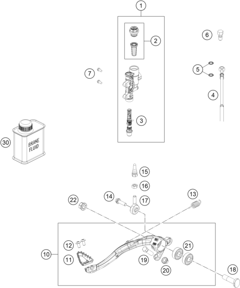Explosionsgrafik BETÄTIGUNG HINTERBREMSE