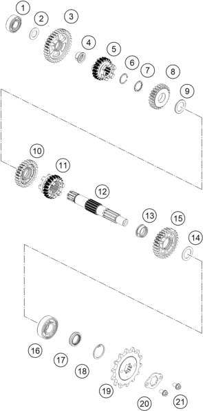 Explosionsgrafik GETRIEBE II - ABTRIEBSWELLE