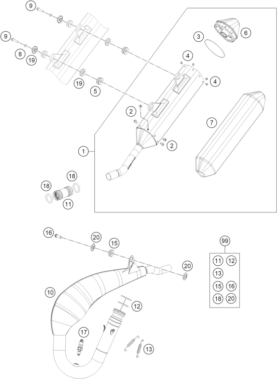 Explosionsgrafik AUSPUFFANLAGE