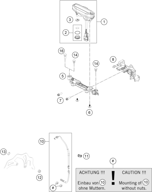 Explosionszeichnung der Baugruppe INSTRUMENTE / SCHLOSSSYSTEM, Position 5 ist markiert
